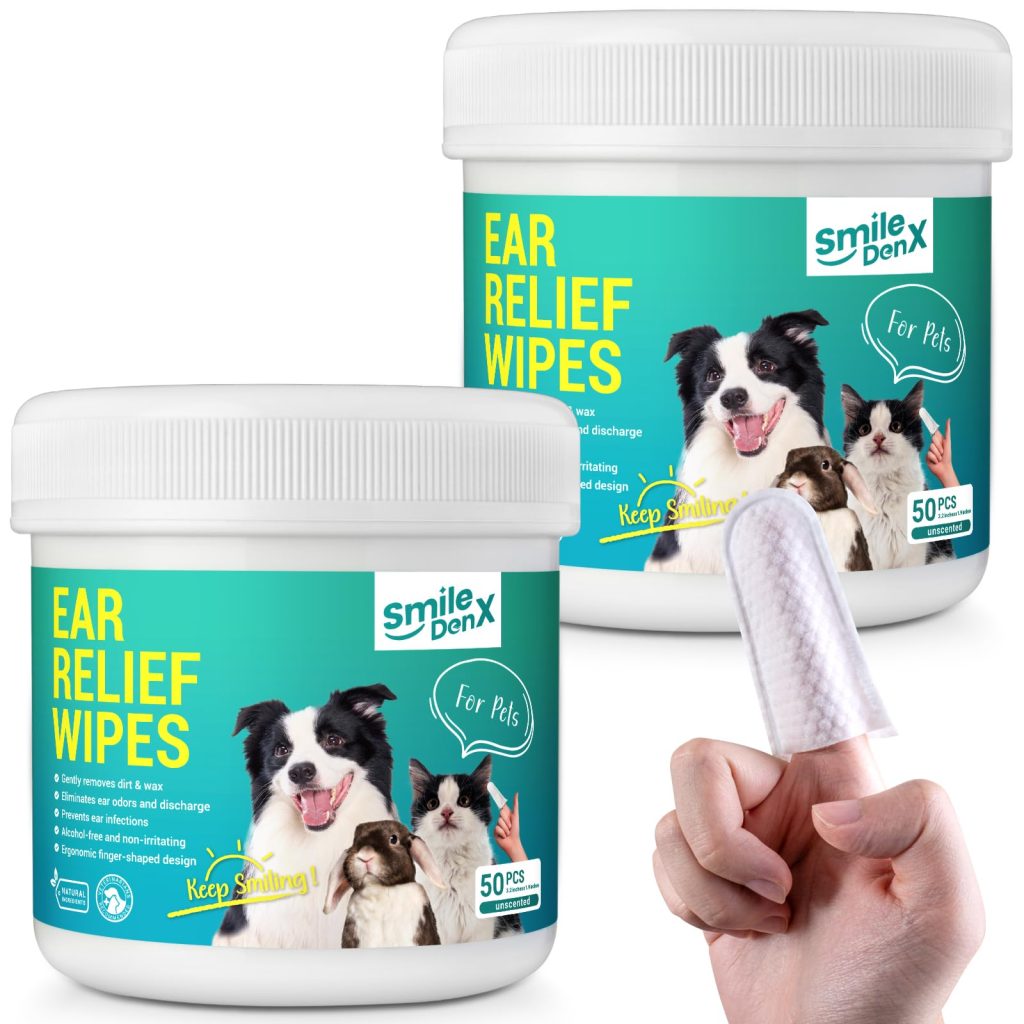 SmileDenX Dog Ear Cleaner Finger Wipes